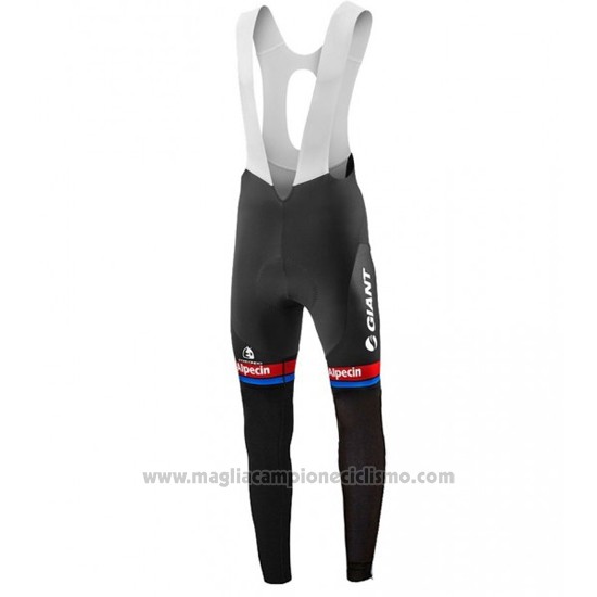 2016 Abbigliamento Ciclismo Giant Alpecin Nero e Rosso Manica Lunga e Salopette